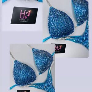 NPC competition blue and purple rhinestones bikini
